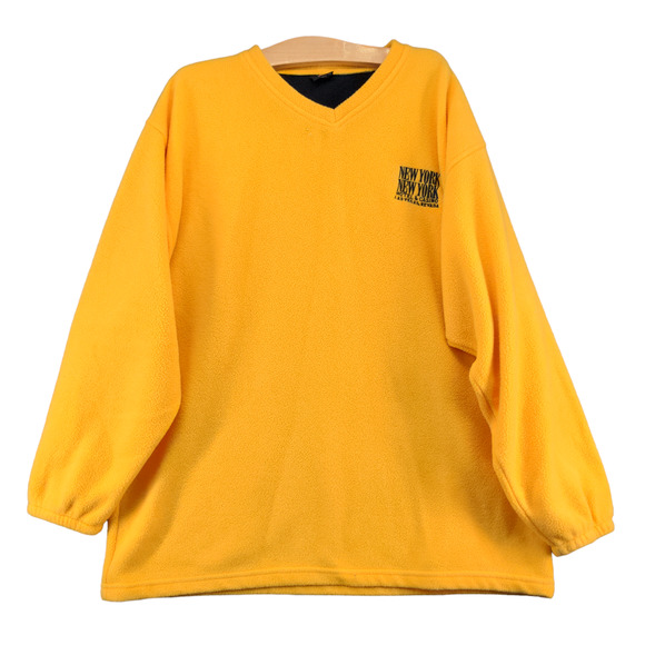New York Hotel & Casino Mens Fleece Pullover Yellow XL V-Neck Vintage Made USA - Picture 1 of 15